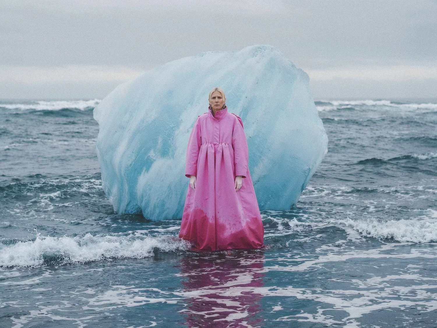 Islande, iceberg, robe rose
