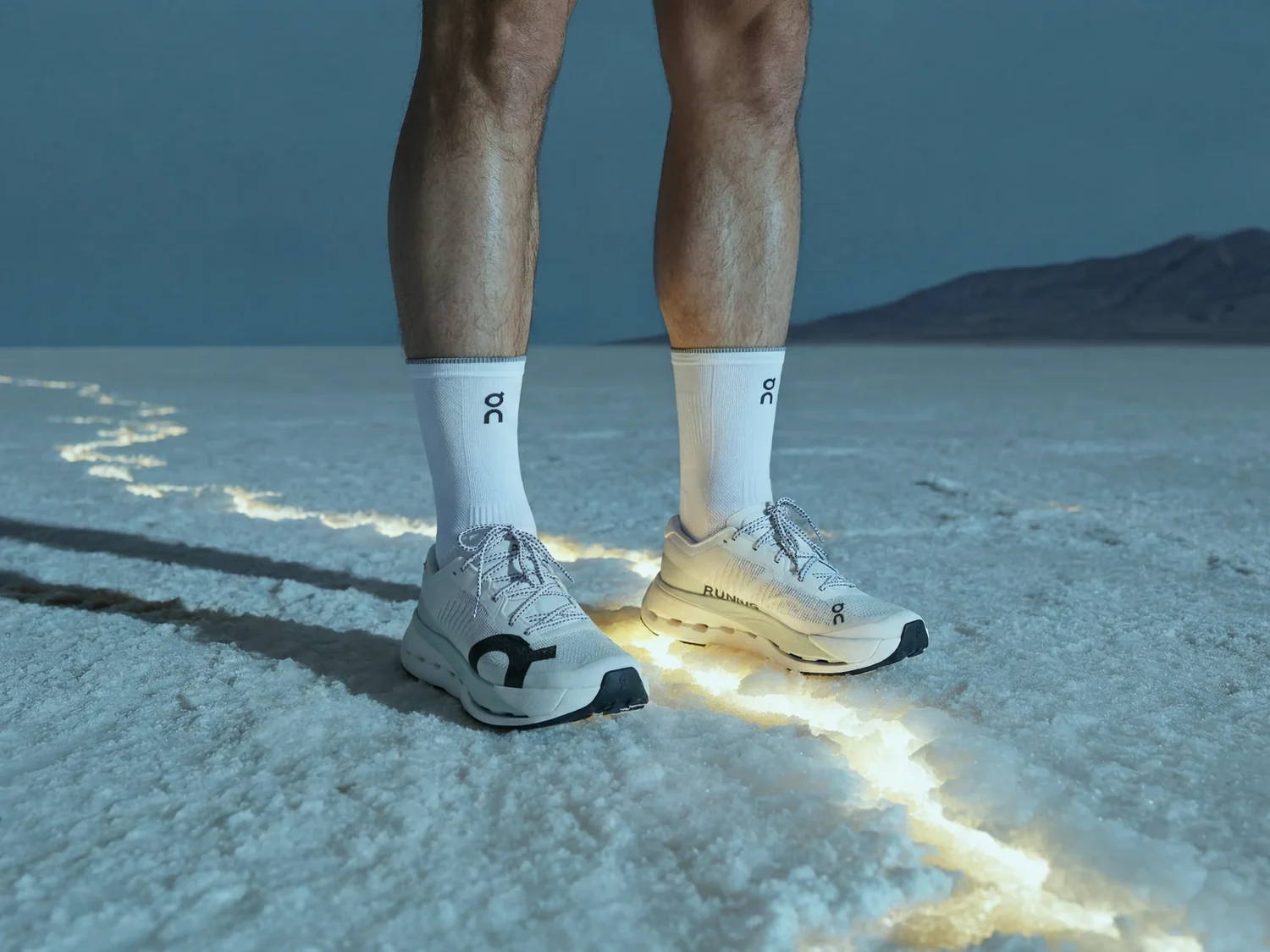 ON Running, salt flats, traînée lumineuse